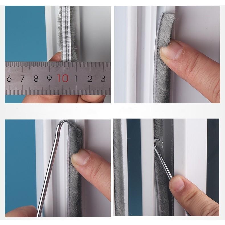 Gioăng lông nheo đế dán 7mm lông cao 12mm dán khung cửa cách âm chống ồn Gioăng Nỉ cao cấp - 0.5 Mét