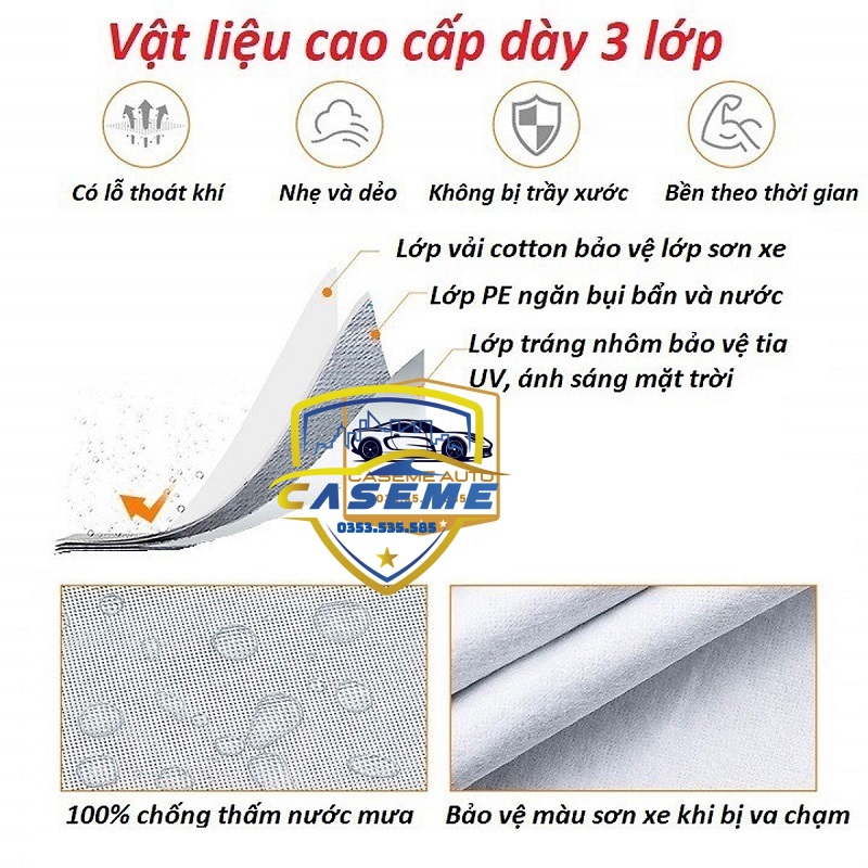[HYUNDAI] Bạt Phủ Xe Ô Tô 3 Lớp Tráng Nhôm Cao Cấp – Chống Nóng, Chống Thấm, Chống Bụi | Hàng Chính Hãng