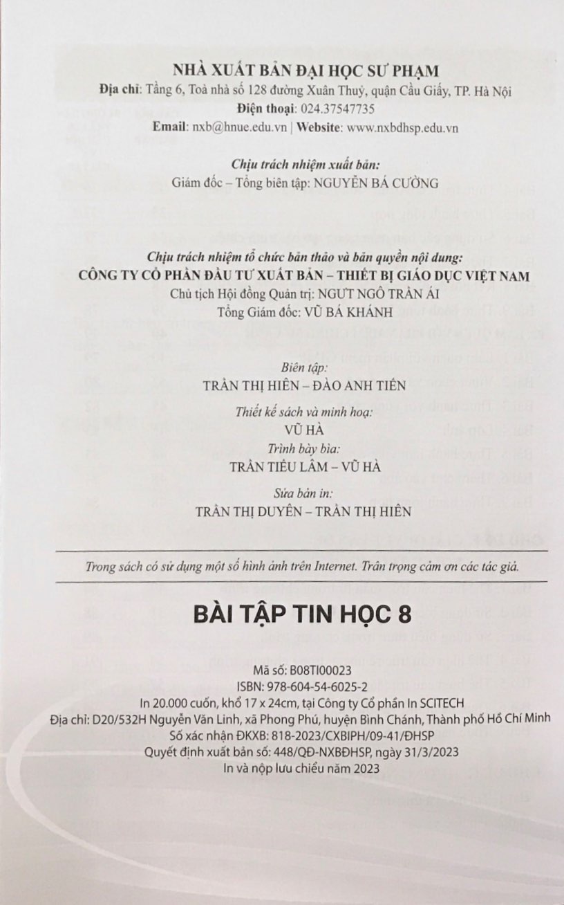 Bài Tập Tin Học Lớp 8 - Bộ Cánh Diều