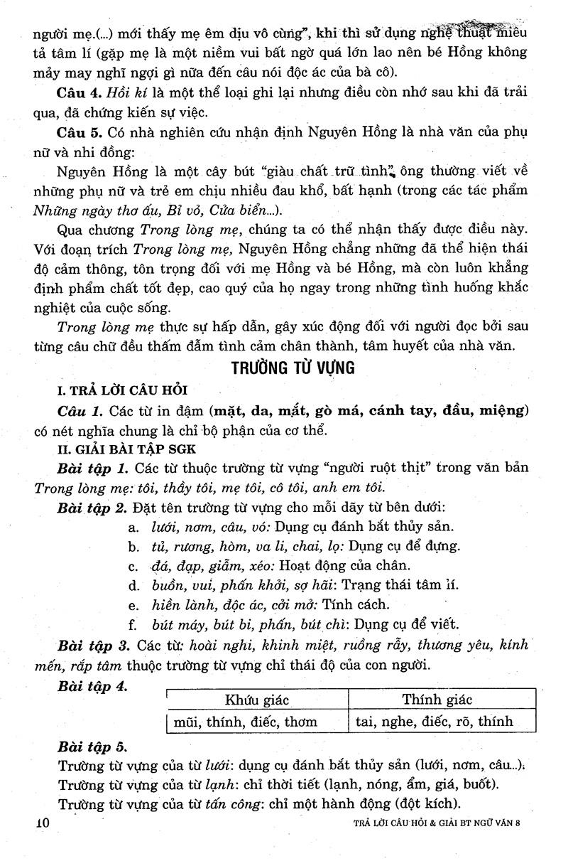 Trả Lời Câu Hỏi Và Giải Bài Bài Tập Ngữ Văn Lớp 8 (Tái Bản)