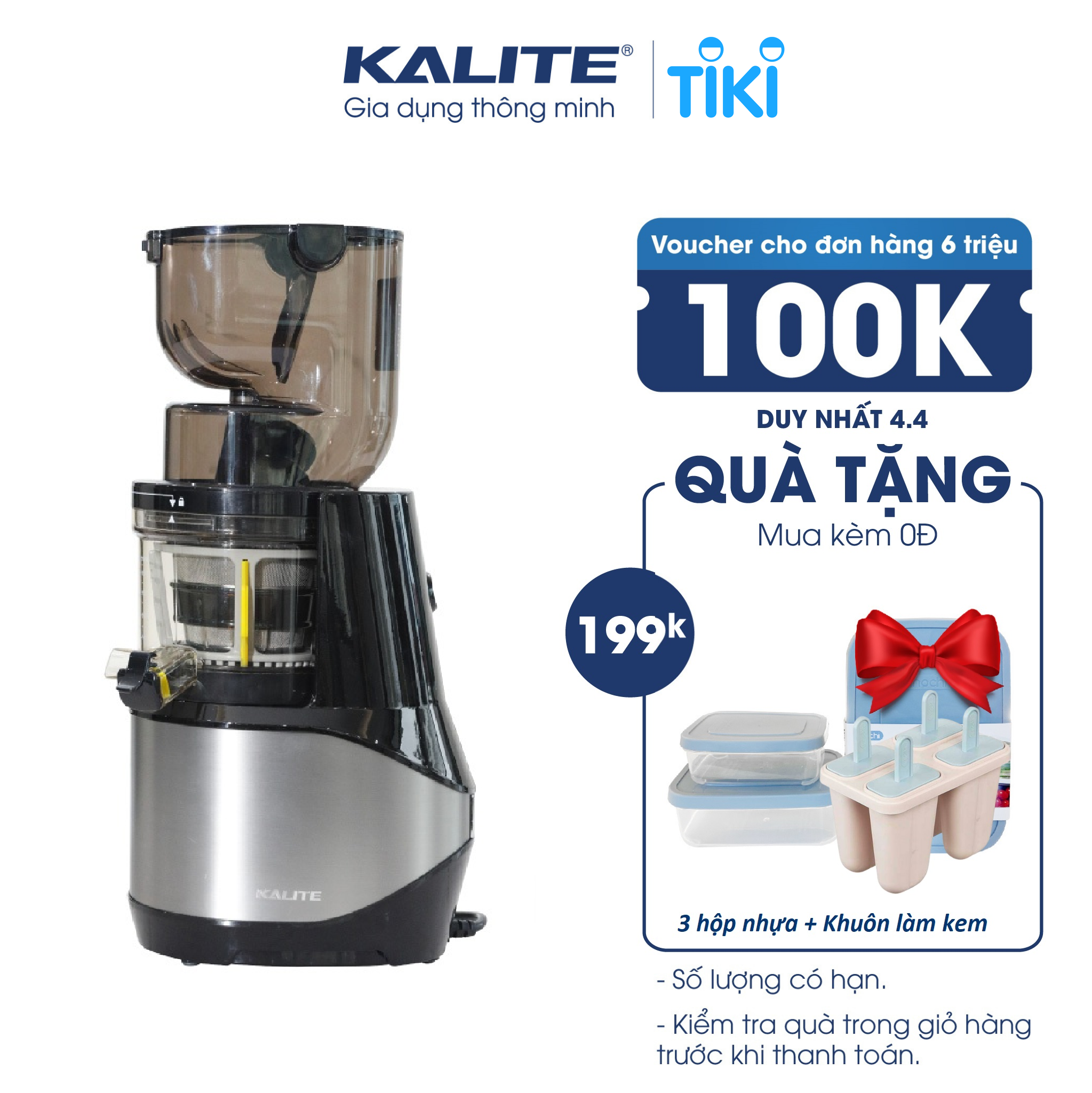 Máy ép chậm Kalite KL 599, ép kiệt, dễ dàng vệ sinh - Hàng chính hãng