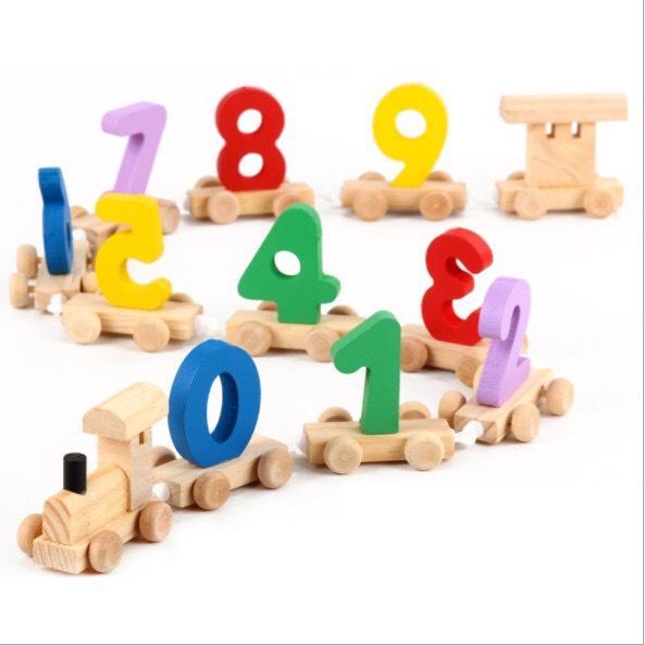 Đồ chơi gỗ thông minh đoàn tàu nam châm chữ và số