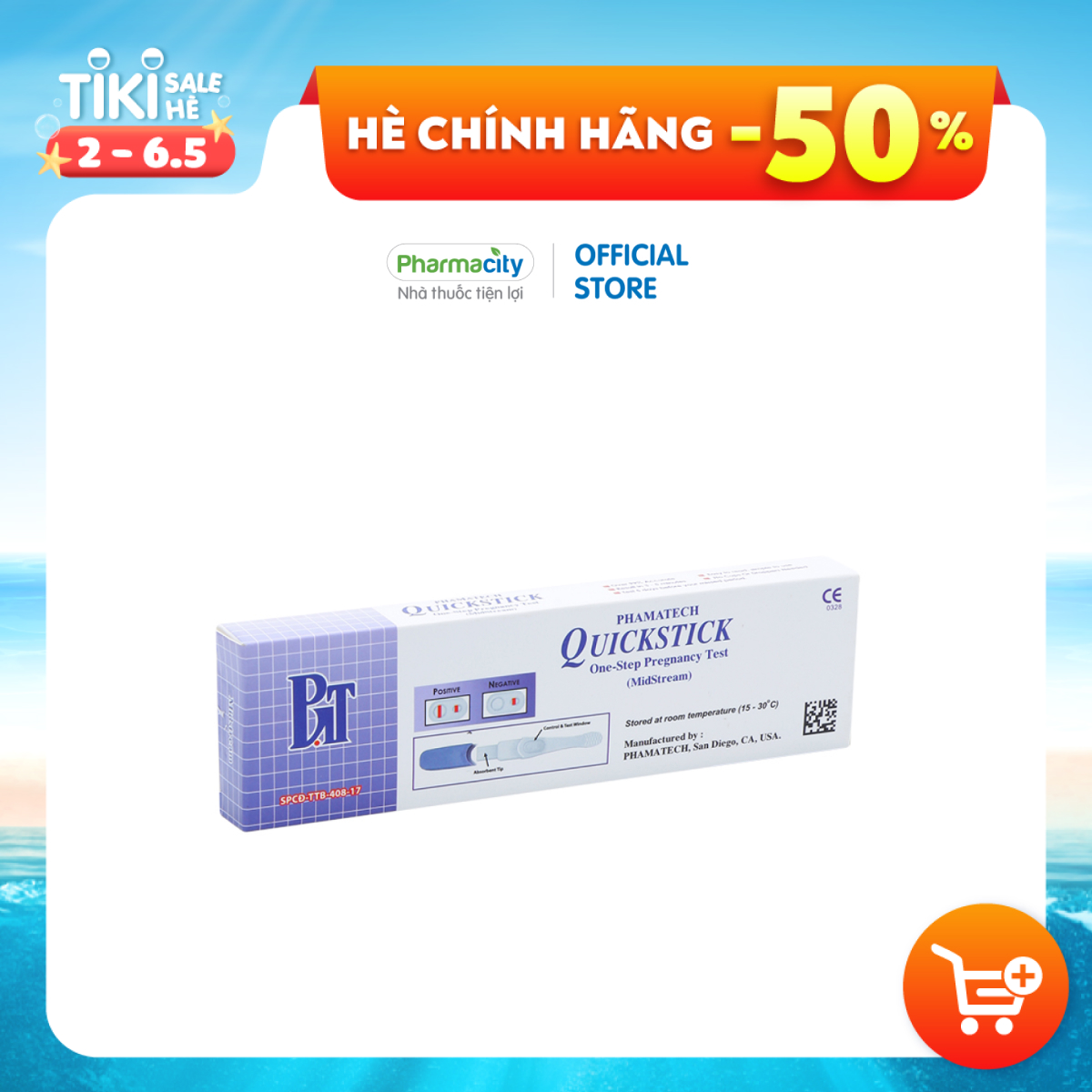 Bút thử thai nhanh Phamatech Quickstick One-Step Midstream