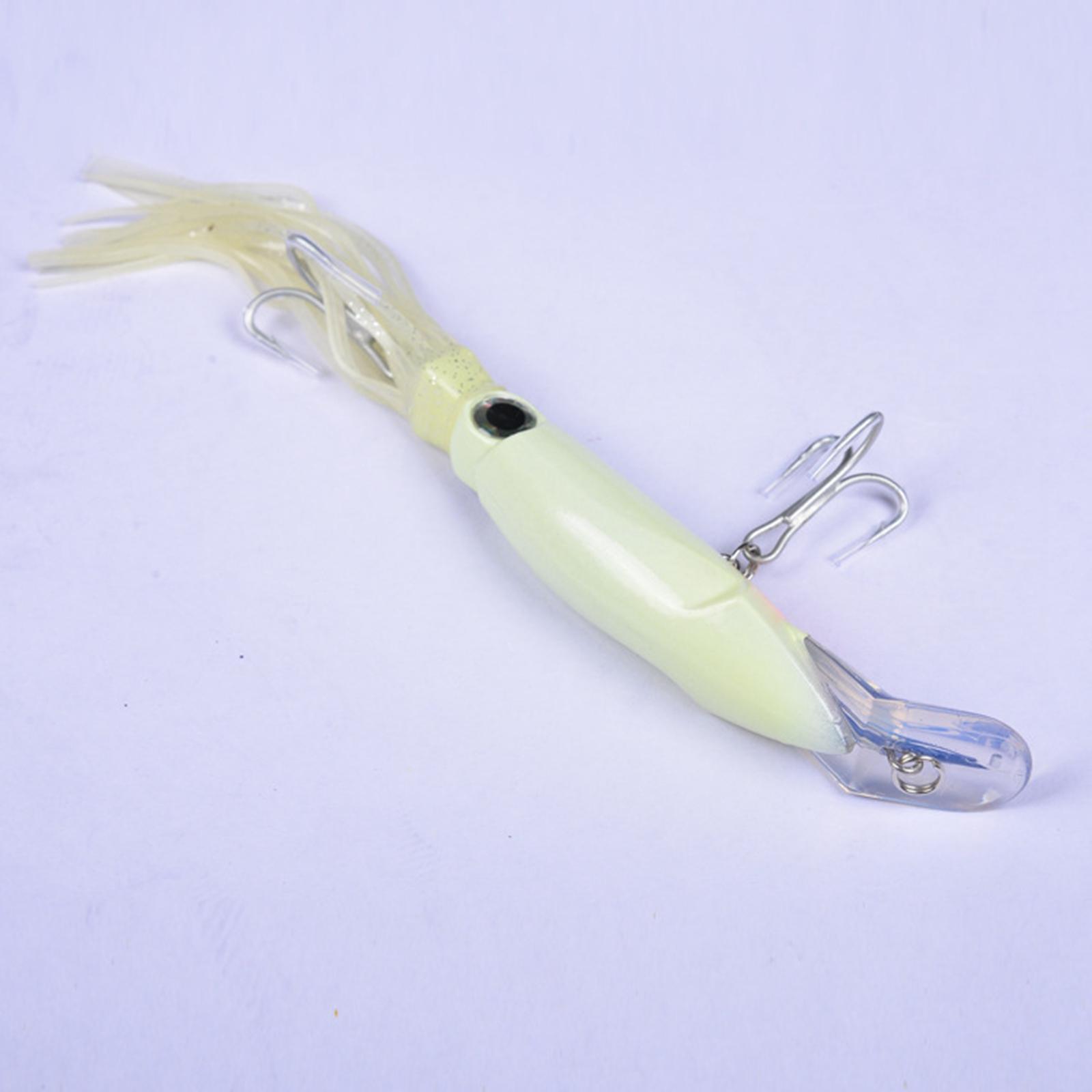 Lifelike Luminous Squid Skirt Bait Trolling 22cm Swimming Lure Octopus Fishing Lures Glow for Dolphin Marlin Trout Bass Saltwater Freshwater
