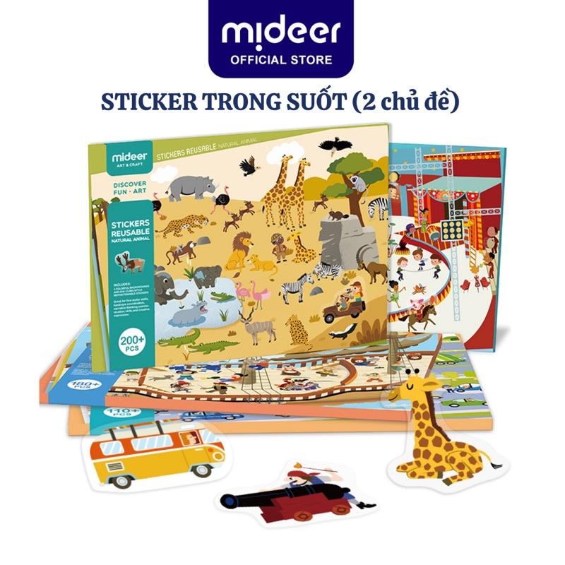 Sticker cho bé hình dán cute trong suốt dán nhiều lần Mideer Stickers Reusable, Sticker dán tường trang trí sổ