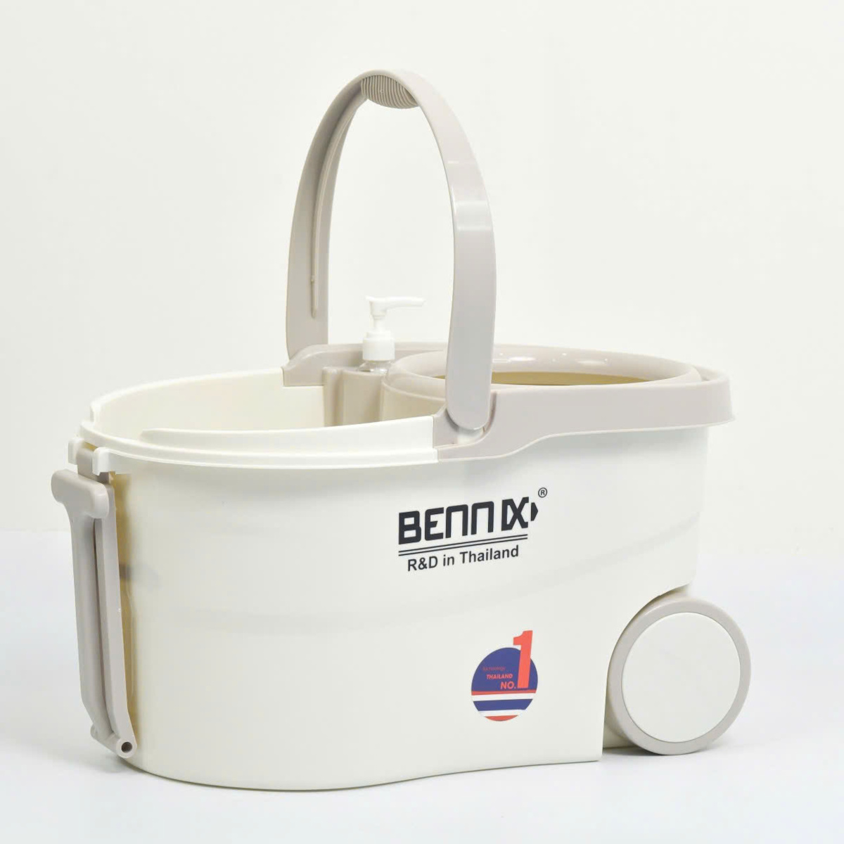 Bộ lau nhà cán Inox 304 Bennix Thái Lan BN-555WA xoay 360 có bánh xe lớn, bảo hành 12 tháng