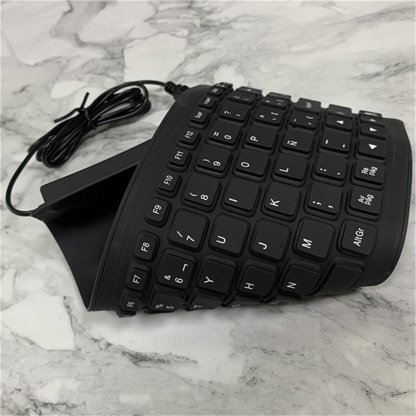 USB Foldable Spanish Roll up Silicone Keyboard Waterproof PC Laptop
