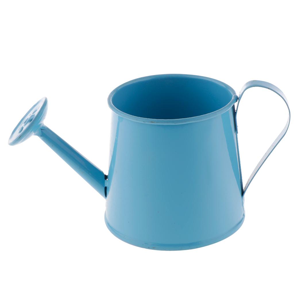 Pastoral Style Colorful Tin Flower Pot Mini Bonsai Watering Can Pot