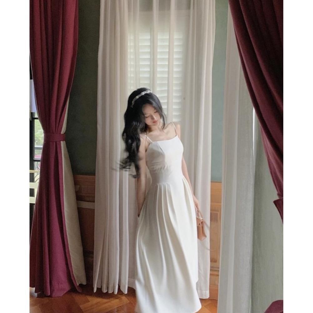 Đầm Body Thun Trắng Cổ Phối Viền Đen Logo Ngực Xinh Xắn Chất Vải Cao Cấp Ôm Sát Lên Dáng Siêu Xinh