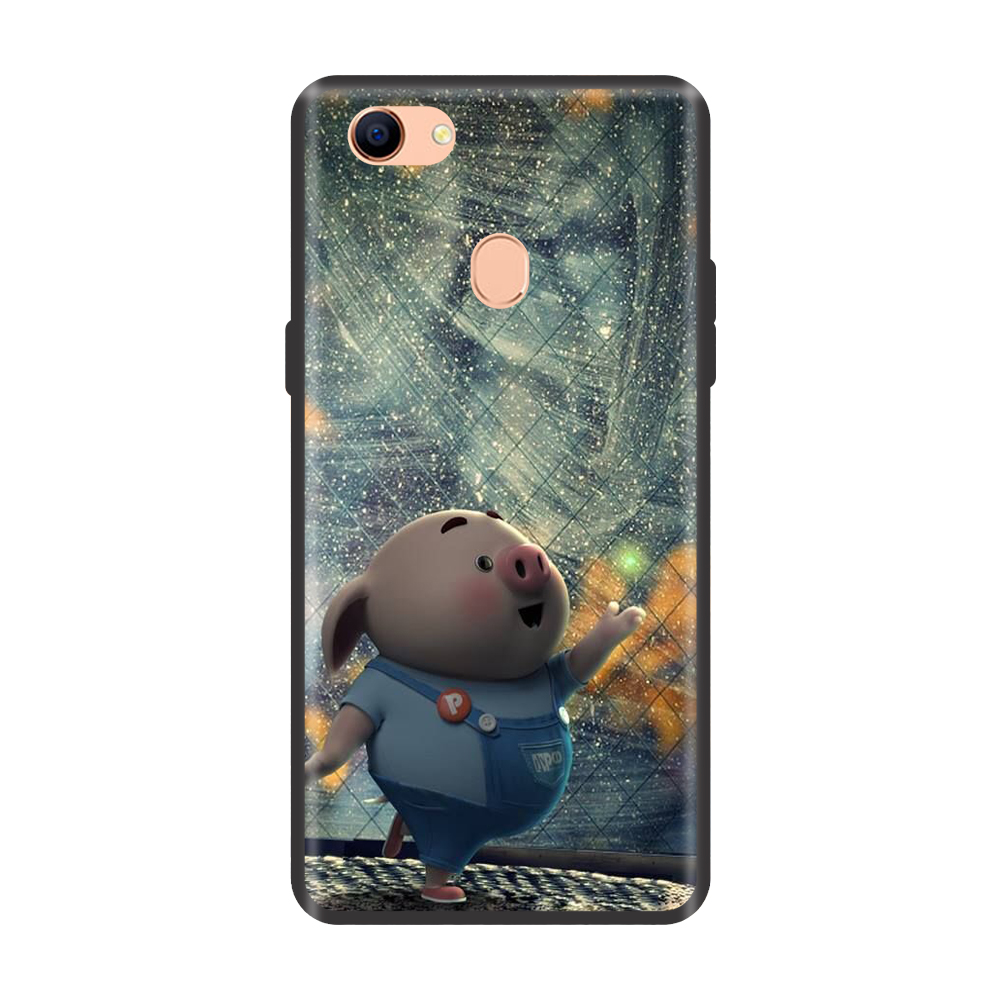 Ốp lưng TPU viền dẻo cho điện thoại OPPO F5 Hình Heo Con Chạy Bộ