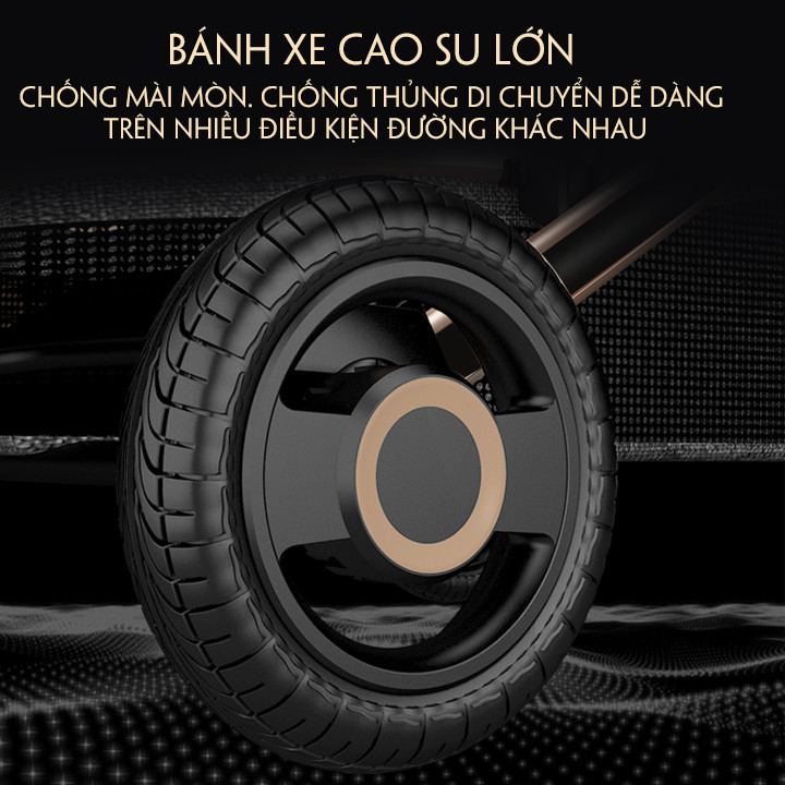 Xe đẩy 2 chiều, Xe đẩy xe nôi đi bộ cho bé cao cấp 2 chiều 3 tư thế ngả, nôi tháo rời có giảm xóc