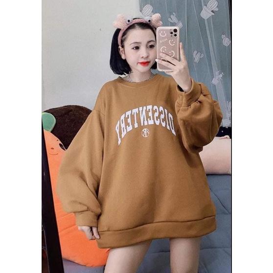 Áo swt nỉ cổ tròn cotton tay bồng ------- ÁO NỈ CHỮ NGỰC DISSEN
