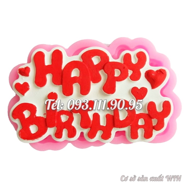 Khuôn rau câu silicon sinh nhật Happy Birthday - Mã số 1639