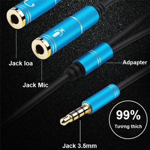 Cáp chia âm thanh 1 ra 2 cổng audio 3.5 mm SMH - Chia loa 1 ra 2 2 đầu mạ vàng