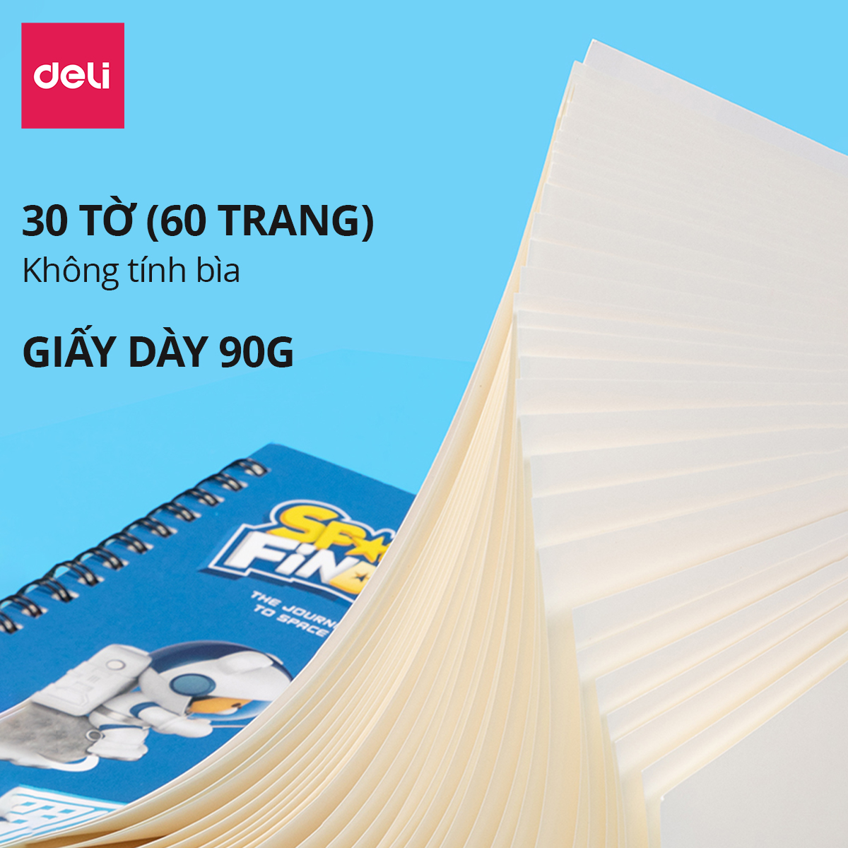 Vở Vẽ Học Sinh Tập Tô Màu Cho Bé Deli - Sổ Tô Màu Lò Xo Kép 60 Trang Sổ Vẽ Học Sinh Giấy Dày Mịn Chất Liệu An Toàn