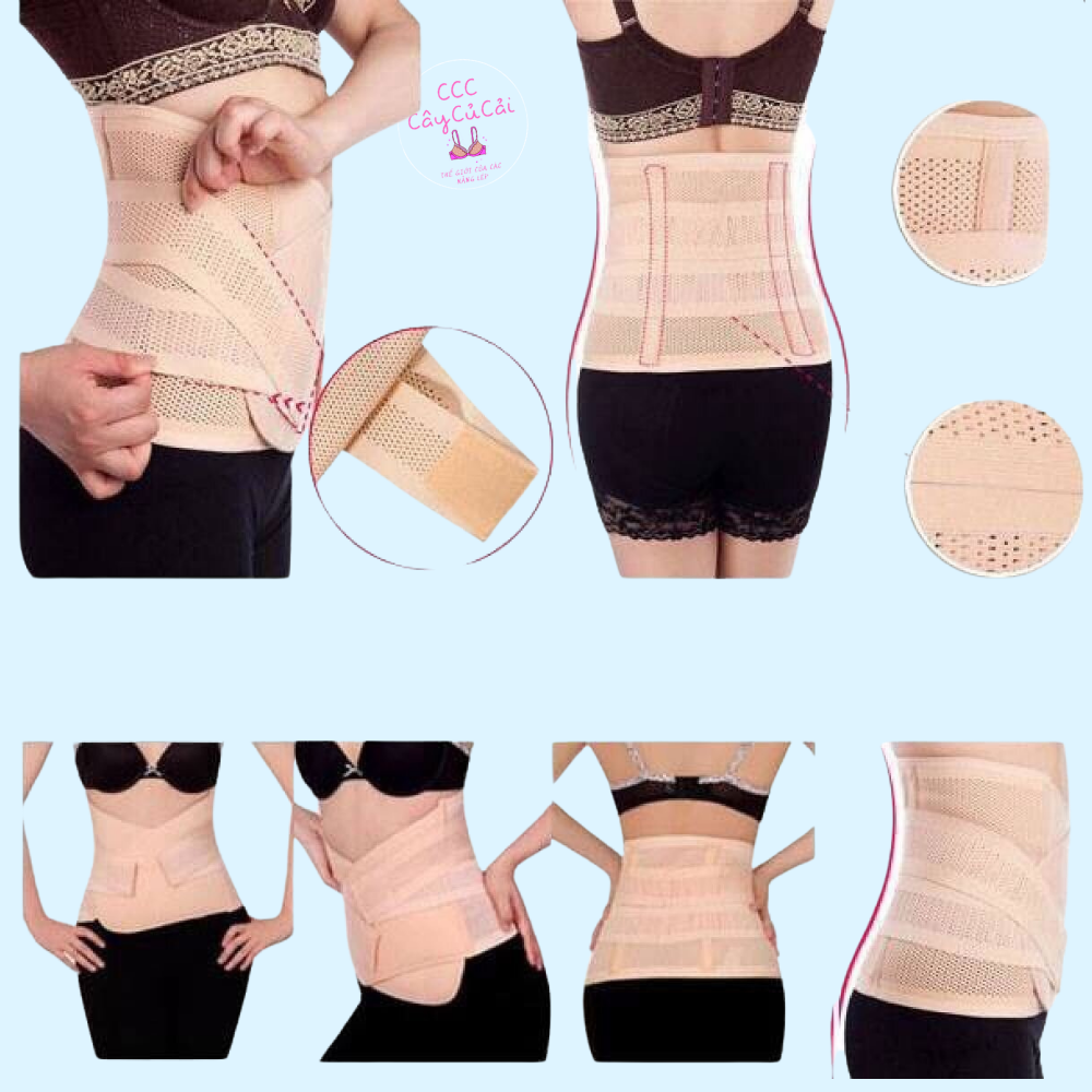 Đai nịt bụng chống cuộn sau sinh, gen nịt bụng dán định hình tan mỡ lỗ thông hơi thoáng khí-CC072