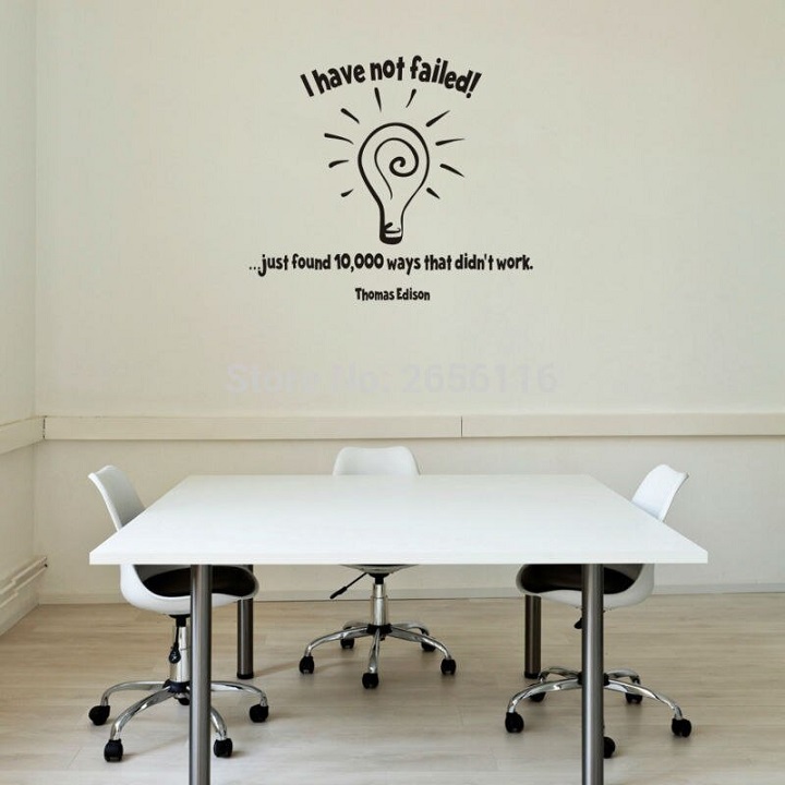 Decal dán tường chữ truyền động lực dẫn đến thành công của Thomas Edison