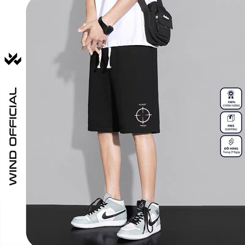 Quần short thun nam nữ WIND unisex ống rộng WIND TARGET đùi lửng ngố thời trang mặc nhà