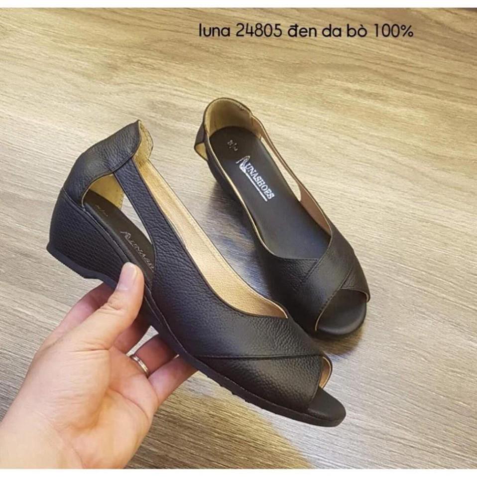 -HANG CAO CẤP Giày đế xuông da bò cao 4-5cm mang cực êm
