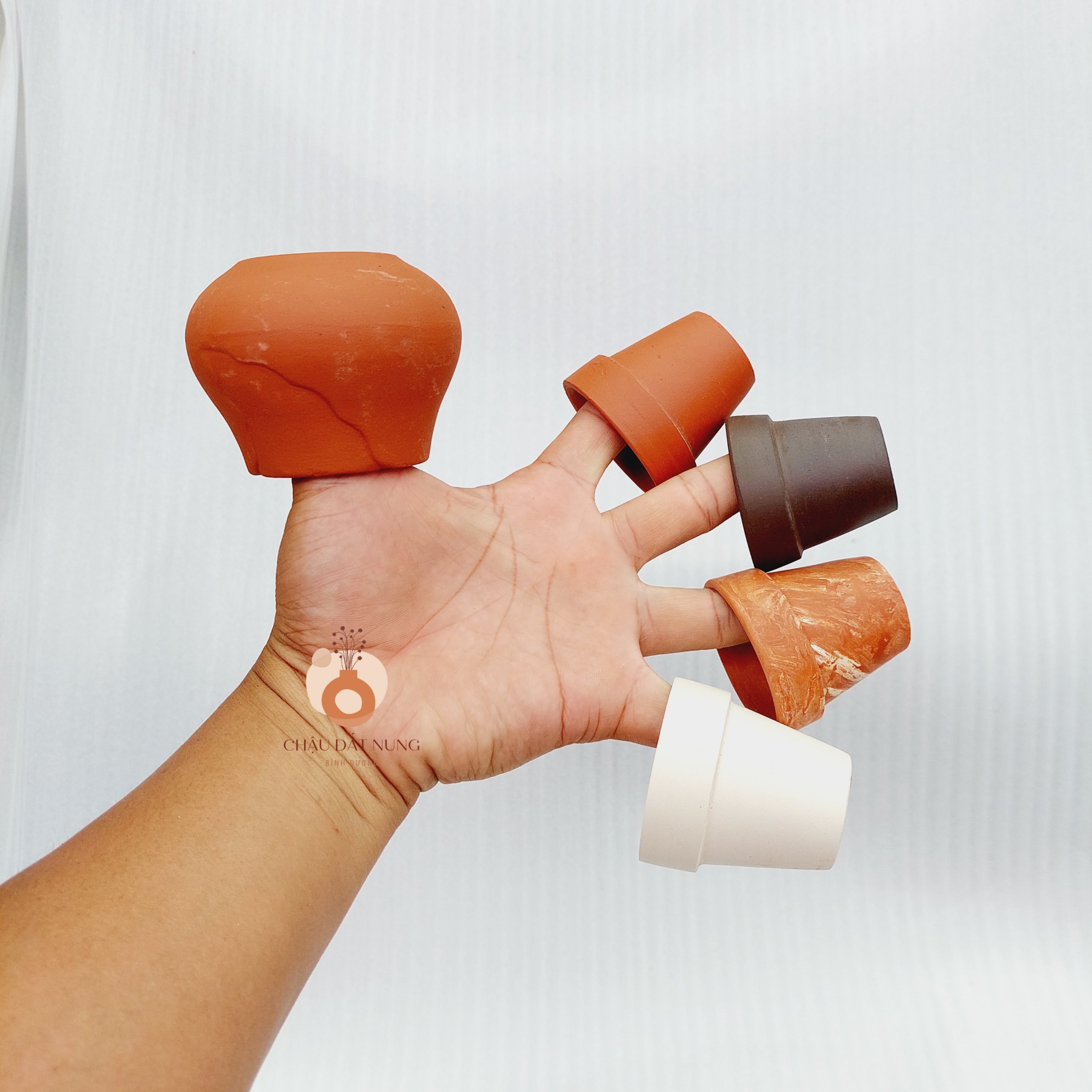 Chậu đất nung Bình Dương - Chậu ly có gờ 55, miệng chậu 5cm, chiều cao 5cm