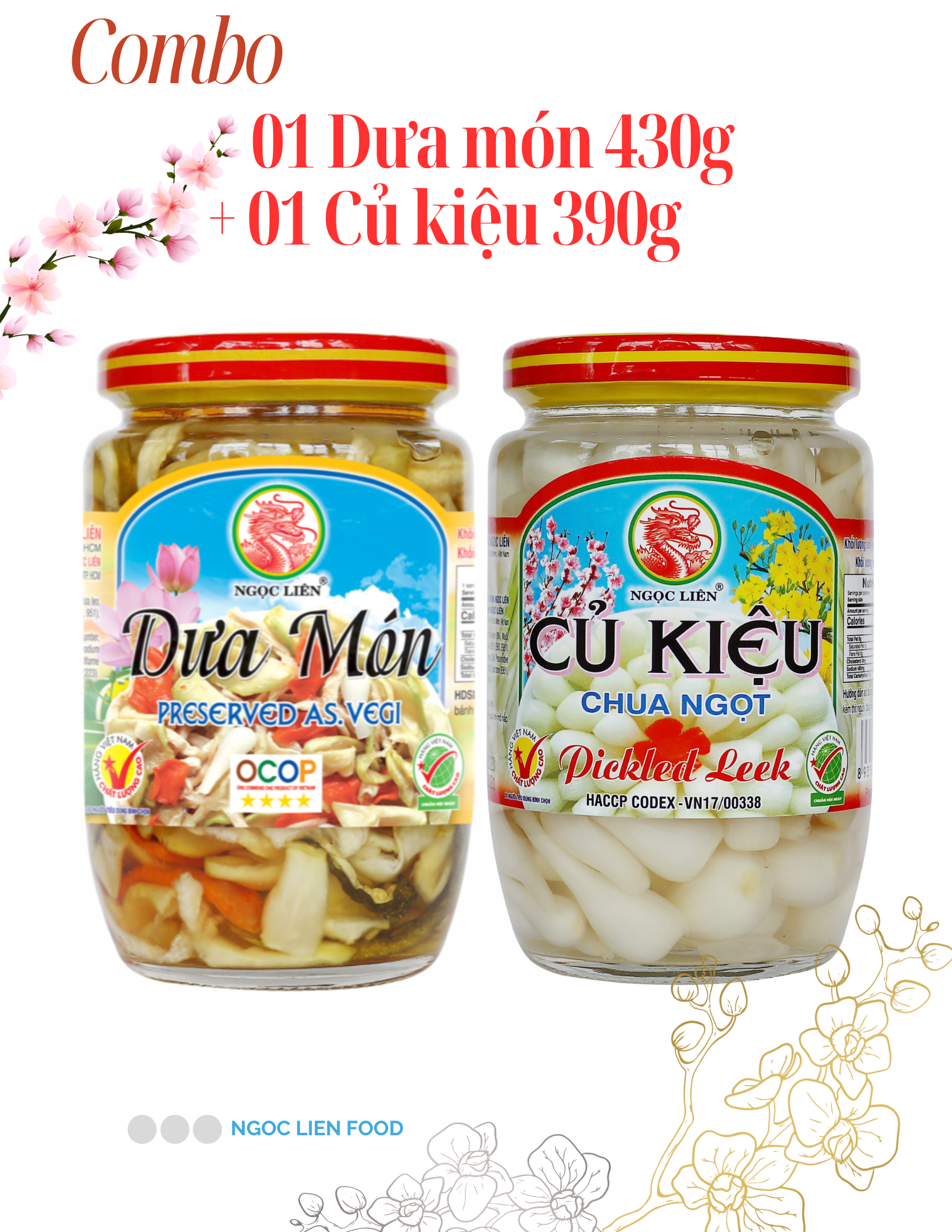 Combo 1 Hũ Dưa món 430g + 1 Hũ Củ Kiệu 390g