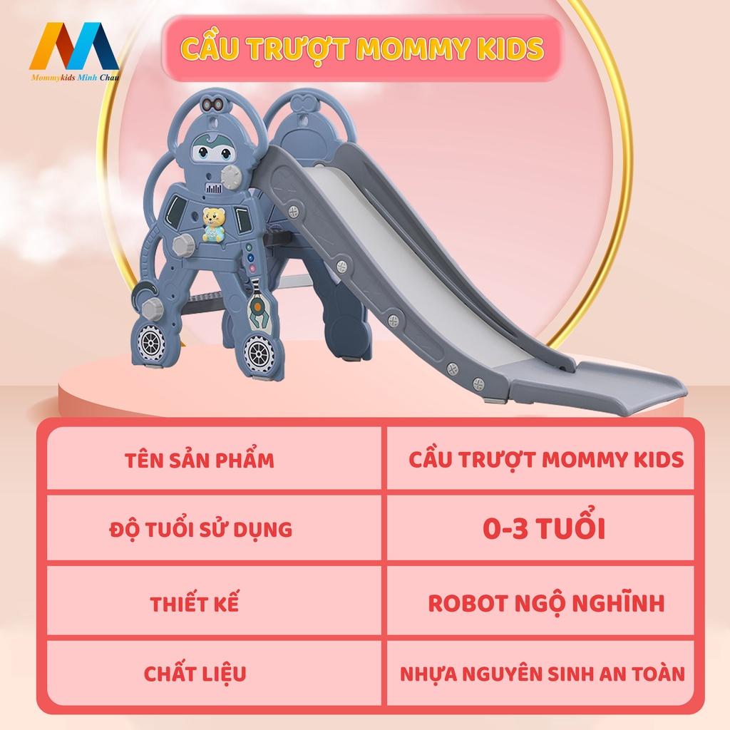 CẦU TRƯỢT MOMMYKIDS MINH CHÂU CHO BÉ HÌNH NGỘ NGHĨNH ĐÁNG YÊU DÀNH CHO BÉ 1-6 TUỔI TẶNG KÈM BÓNG RỔ, THỎ PHÁT NHẠC