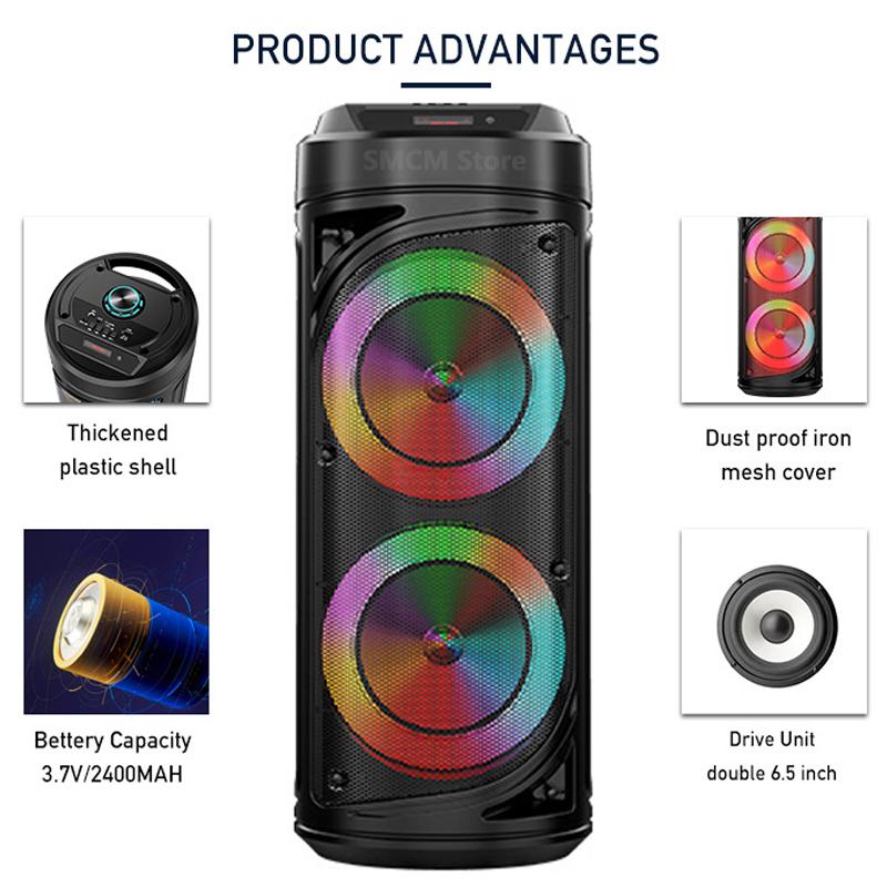 40W Công suất cao Di động loa Bluetooth Subwoor Subwoor LED LED LED LED LED loa với loa thẻ Aux FM điều khiển từ xa Color: 30W ZQS4239