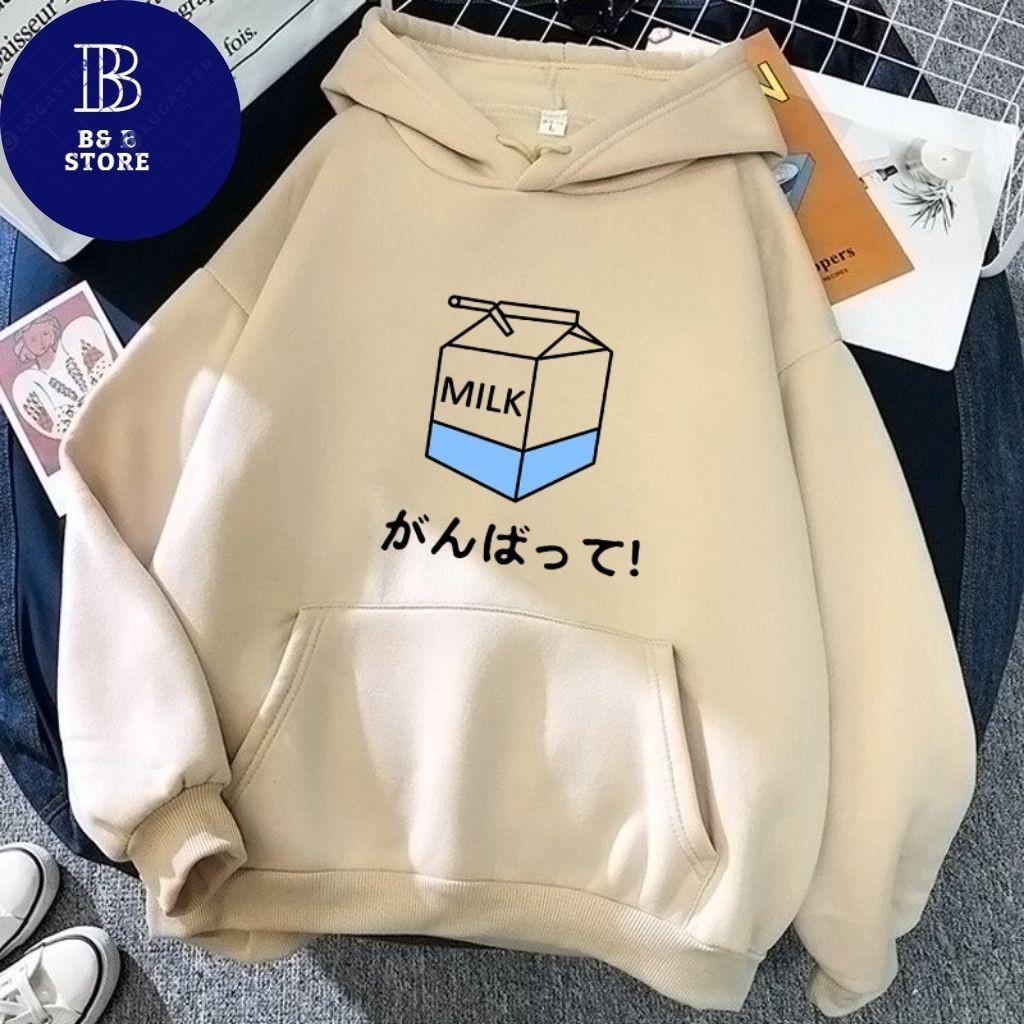 ÁO KHOÁC HOODIE NỈ UNISEX IN MILK SIÊU CUTE ÁO KHOÁC HOODIE LOCAL BRAND FORM RỘNG NAM NỮ NHIỀU MÀU