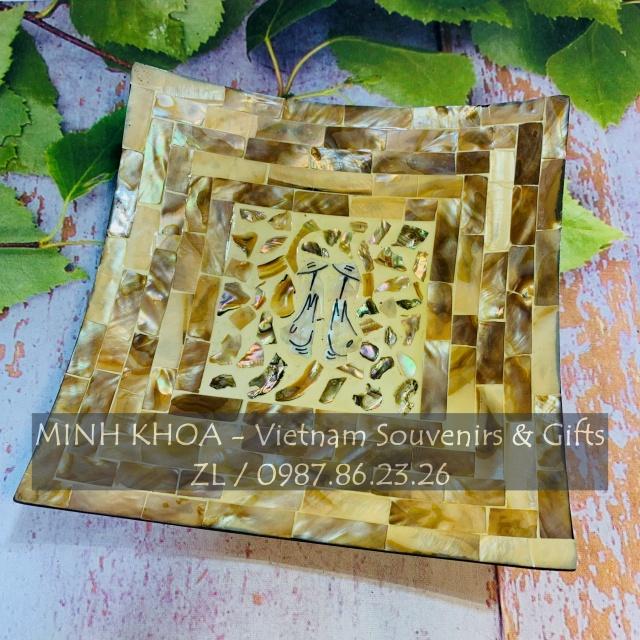 Bộ 2 Đĩa Vuông Khảm Trai Đựng Bánh Kẹo - Mother Of Pearl Tray