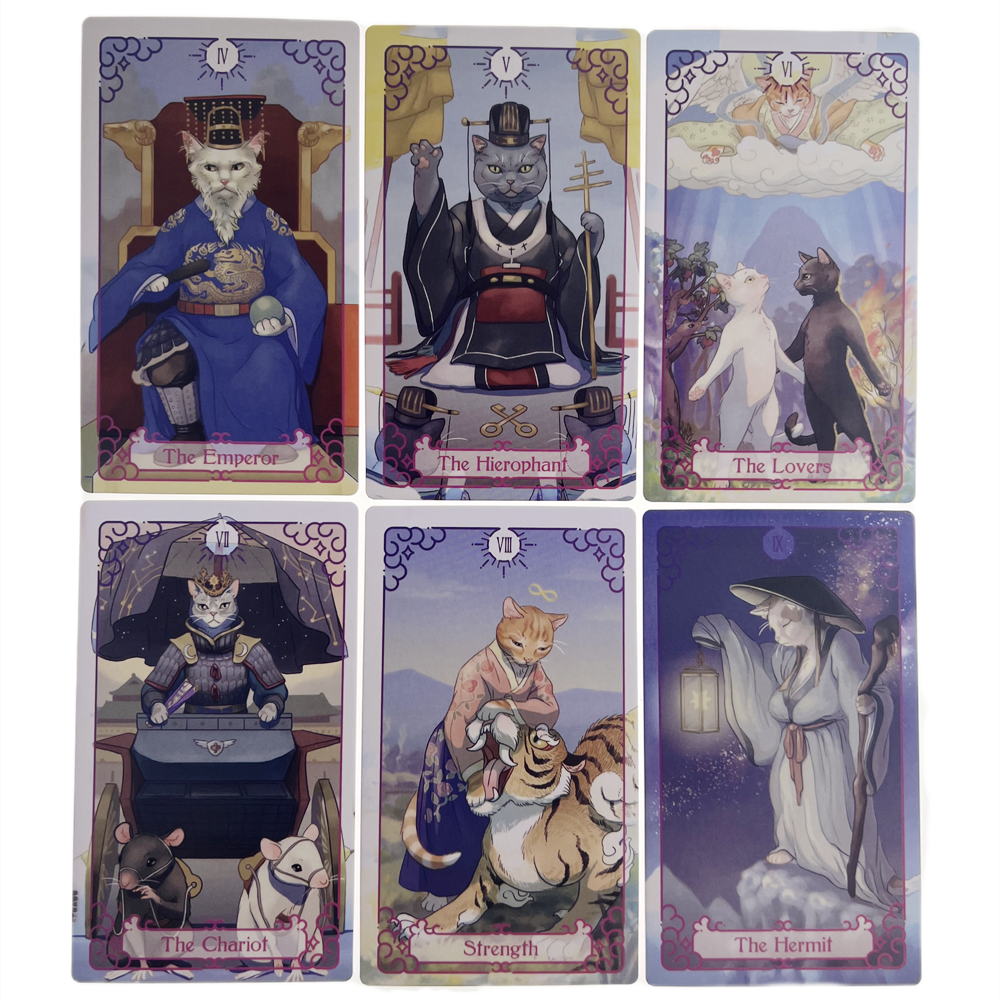 Bộ Bài Cat Tarot 78 Lá Bài 7x12 Cm Tặng Đá Thanh Tẩy