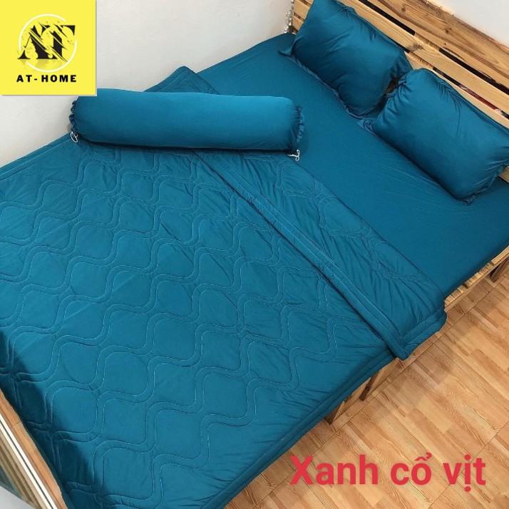 Bộ 4 Món Ga Gối Thun Mát Mềm Thun Lạnh Cao Cấp Lan Pham Bedding - Màu Xanh Cổ Vịt