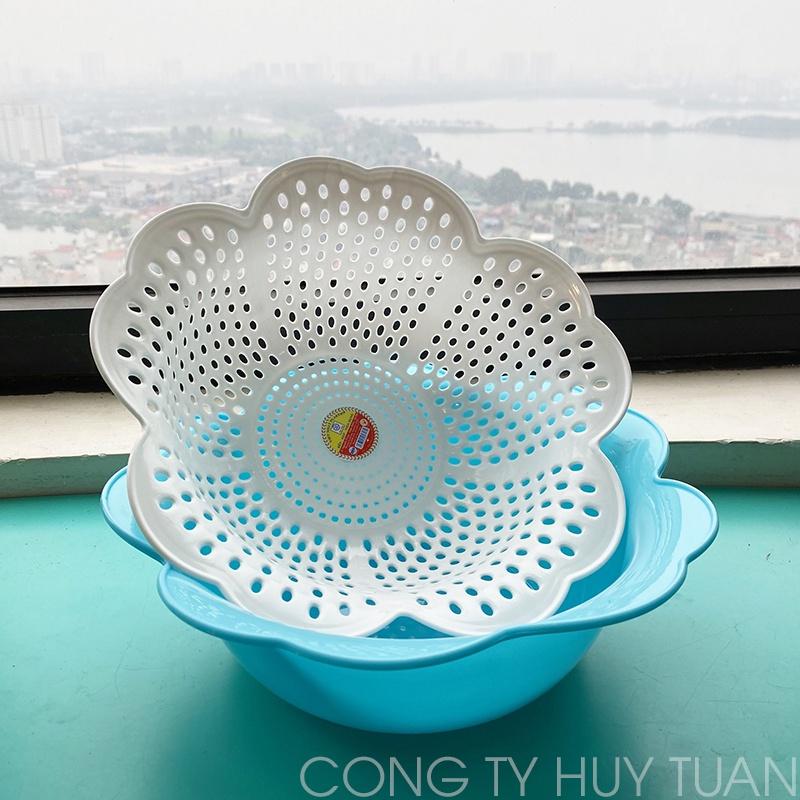 Rổ nhựa kèm chậu 2 trong 1 hình hoa mai Việt Nhật 3395