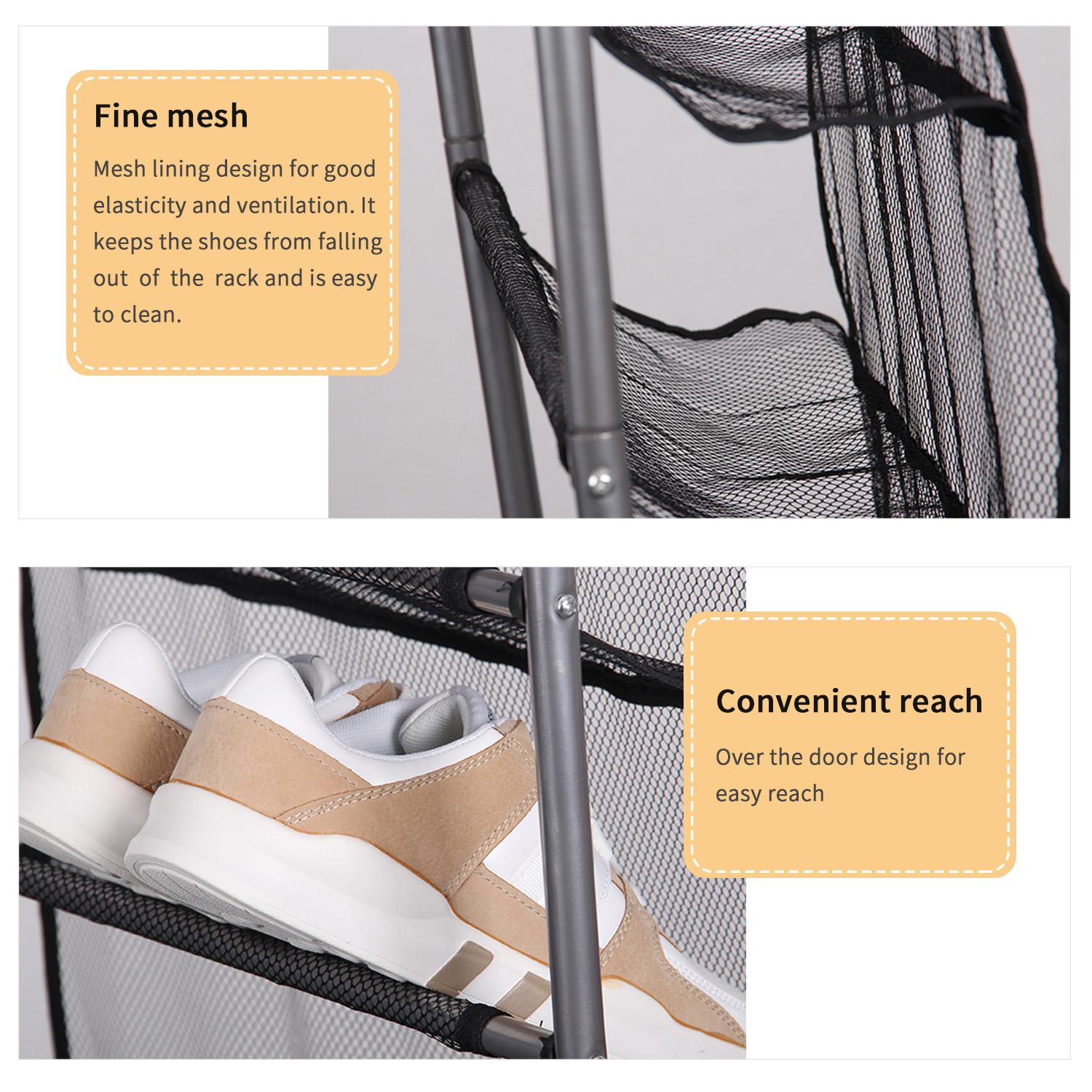 Giá để giày 10 tầng treo trên cửa làm bằng thép carbon và lưới nylon