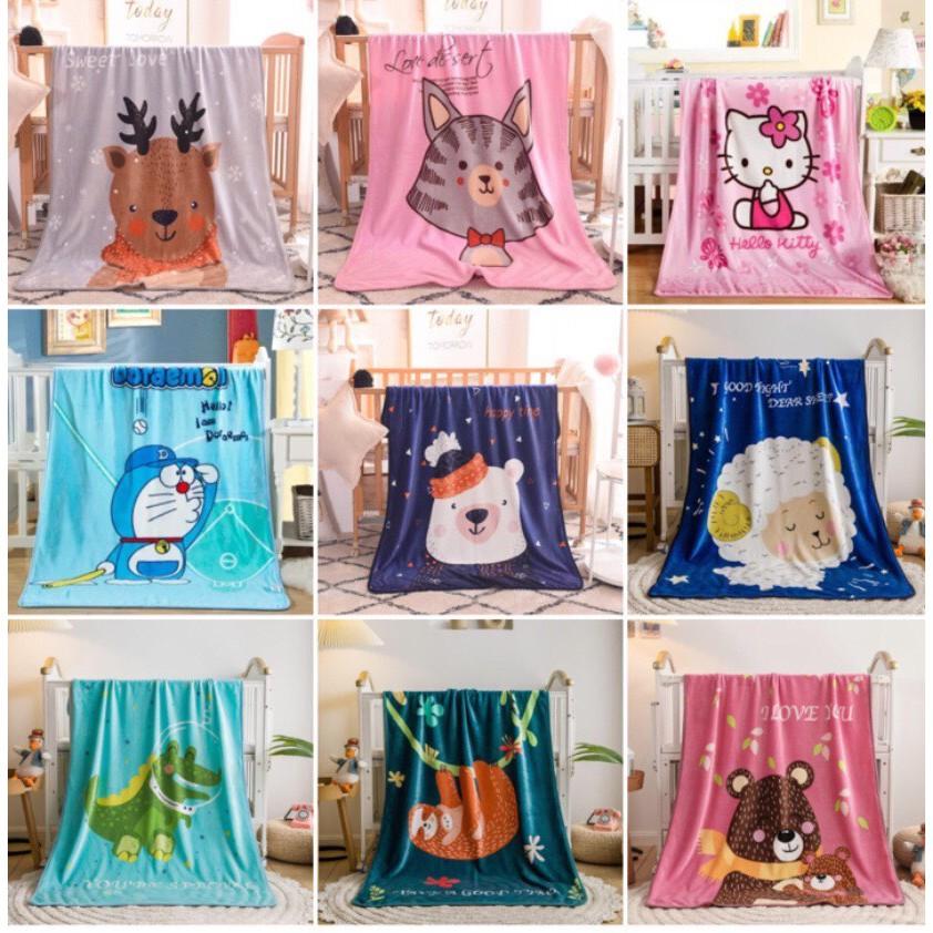 Chăn lông cừu 2 lớp loại dày cho bé nhiều mẫu -