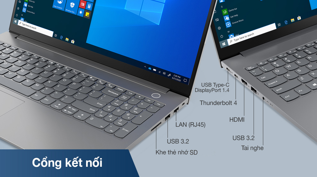 Máy tính Laptop Lenovo ThinkBook 15 i7-1165G7 8GB/ 512GB SSD/ MX450G2 ITL 20VE00URVN (Xám) - Hàng chính hãng