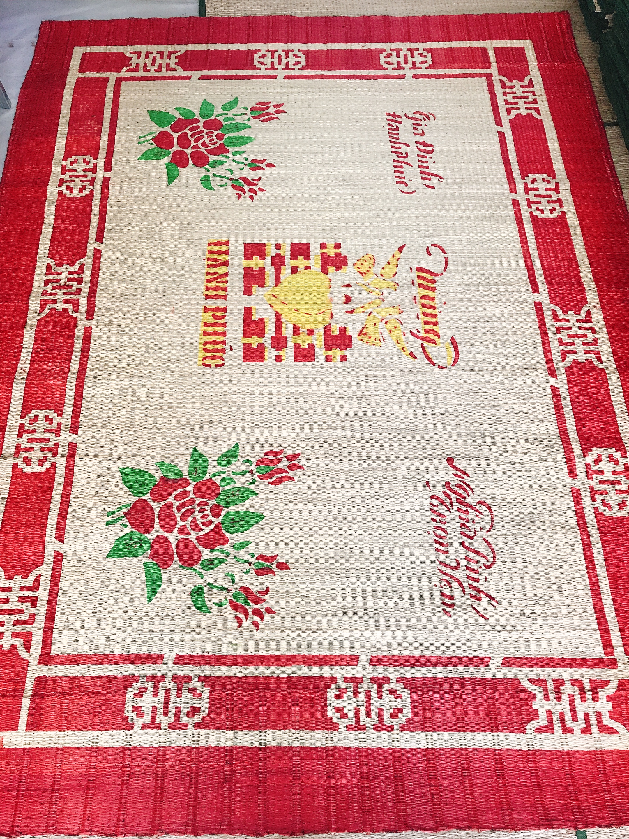 Chiếu cói in hoa cao cấp