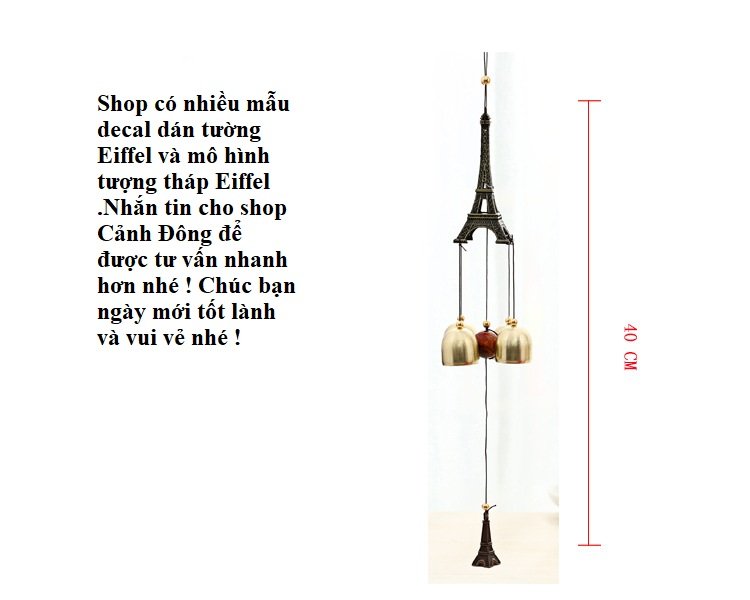 Chuông gió hình tháp eiffel nhẹ nhàng tinh tế trang trí nhà cửa