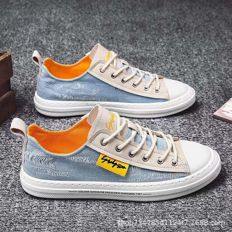 LCRTZKG Giày thể thao nam Casual Sneaker Mùa hè chất lượng cao Denim Canvas Giày thể thao nam Casual Giày trượt thoải mái Giày thể thao nam lái xe 2022