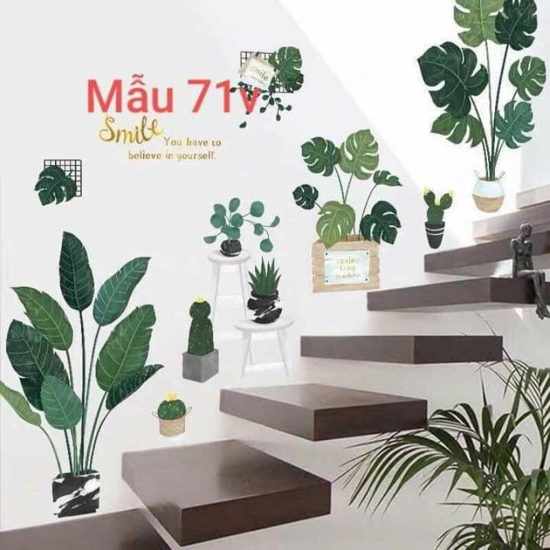 FREE SHIP TỪ 50KDecal dán tường - Tranh dán tường chậu cây cầu thang