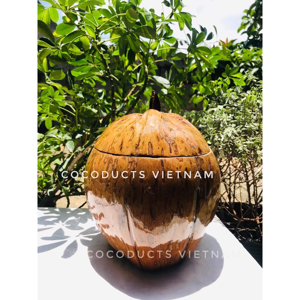 Vỏ bình trà gỗ dừa sơn bóng thủ công