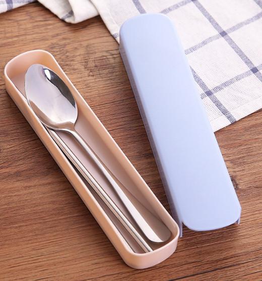 Bộ muỗng đũa INox du lịch siêu nhẹ chỉ 68gam, bộ thìa đũa du lịch cơm trưa văn phòng