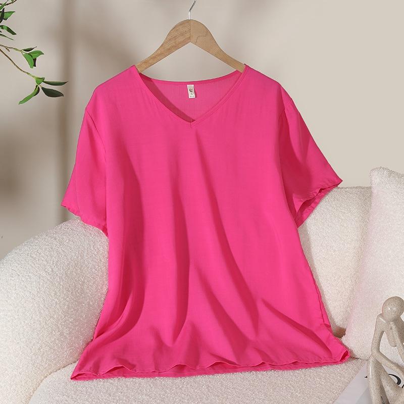 Áo ngắn tay mặc nhà vải Cotton lụa thoáng mát mềm mại, áo ngủ nữ mã VAA0439