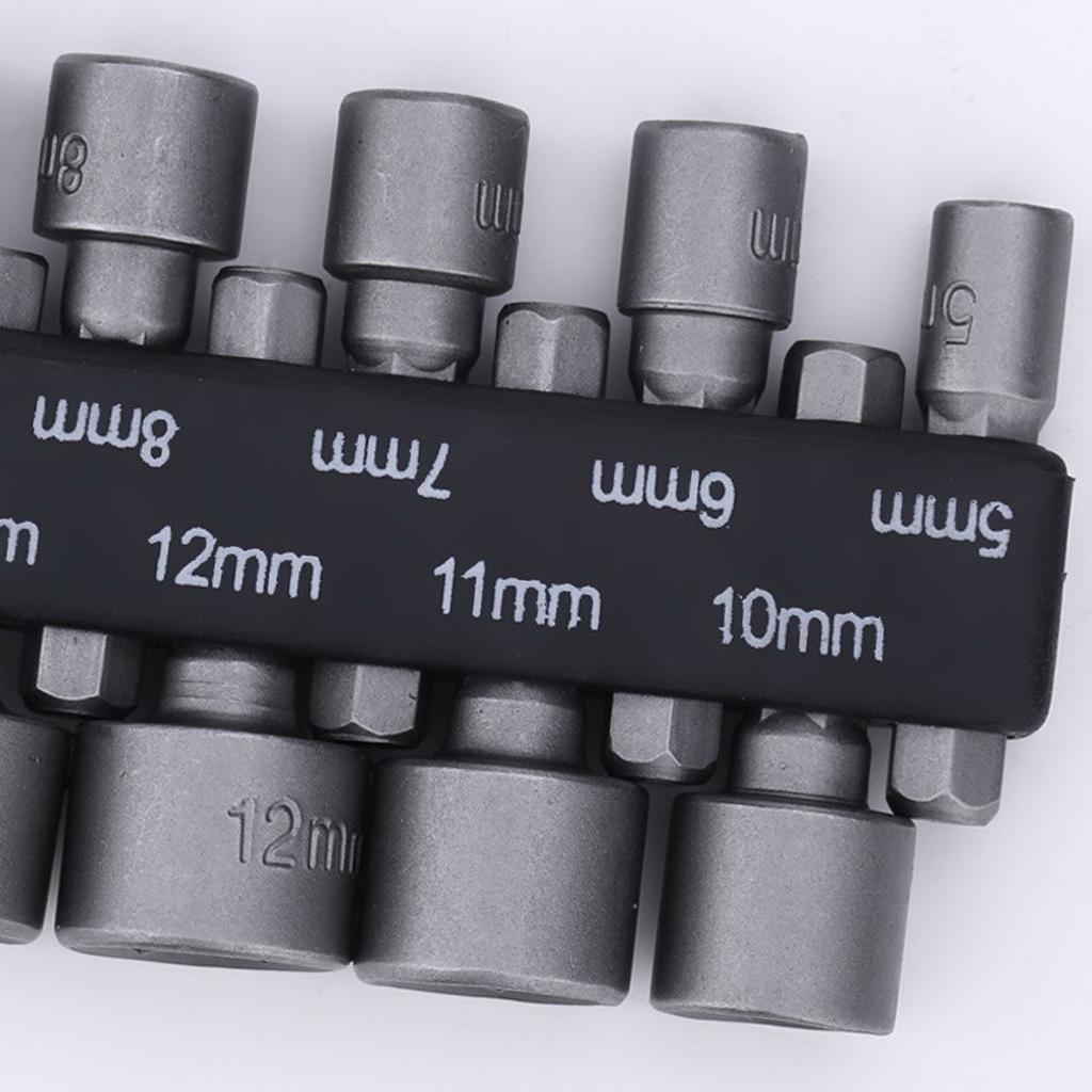 9/14pcs Strong Power Nut Driver Hex Socket Screwdrivers Set 5-13mm Screw Driver Air Nuts Spanner 1/4" Shank DIY Household Woodworking Tools