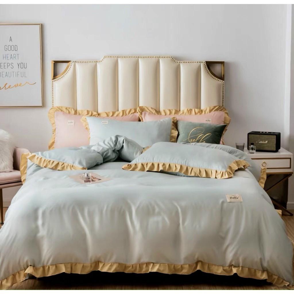 Bộ chăn ga gối Cotton Tici phối bèo dài M2T bedding chăn ga Hàn Quốc đủ màu đủ size miễn phí bo chun