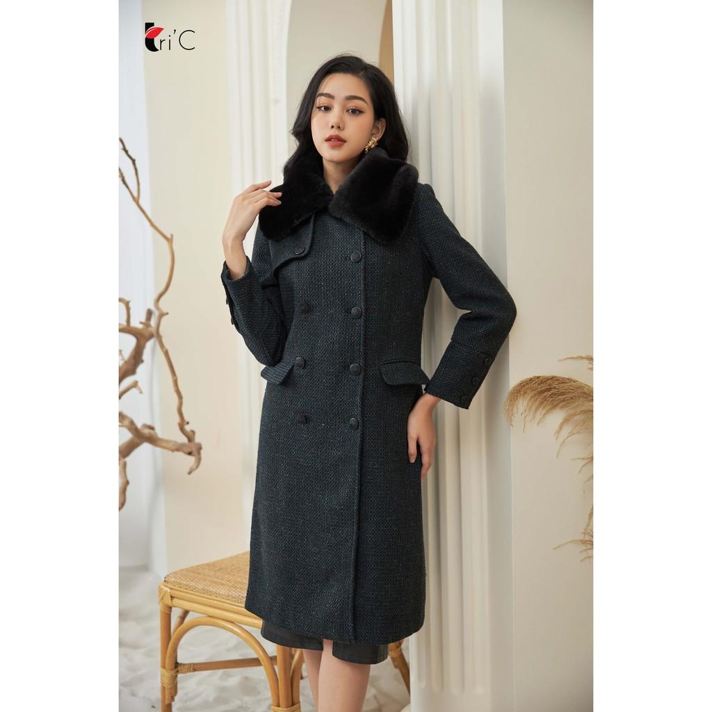 Áo khoác nữ Dạ Tweed dáng dài Tri'C Luxury K151220