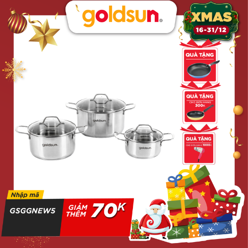 Bộ nồi inox Goldsun GD18-3306SG Hàng chính hãng