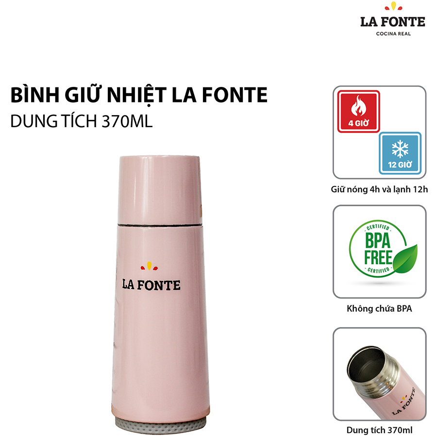 Bình Giữ Nhiệt La Fonte (370ml) Màu Hồng - 000891