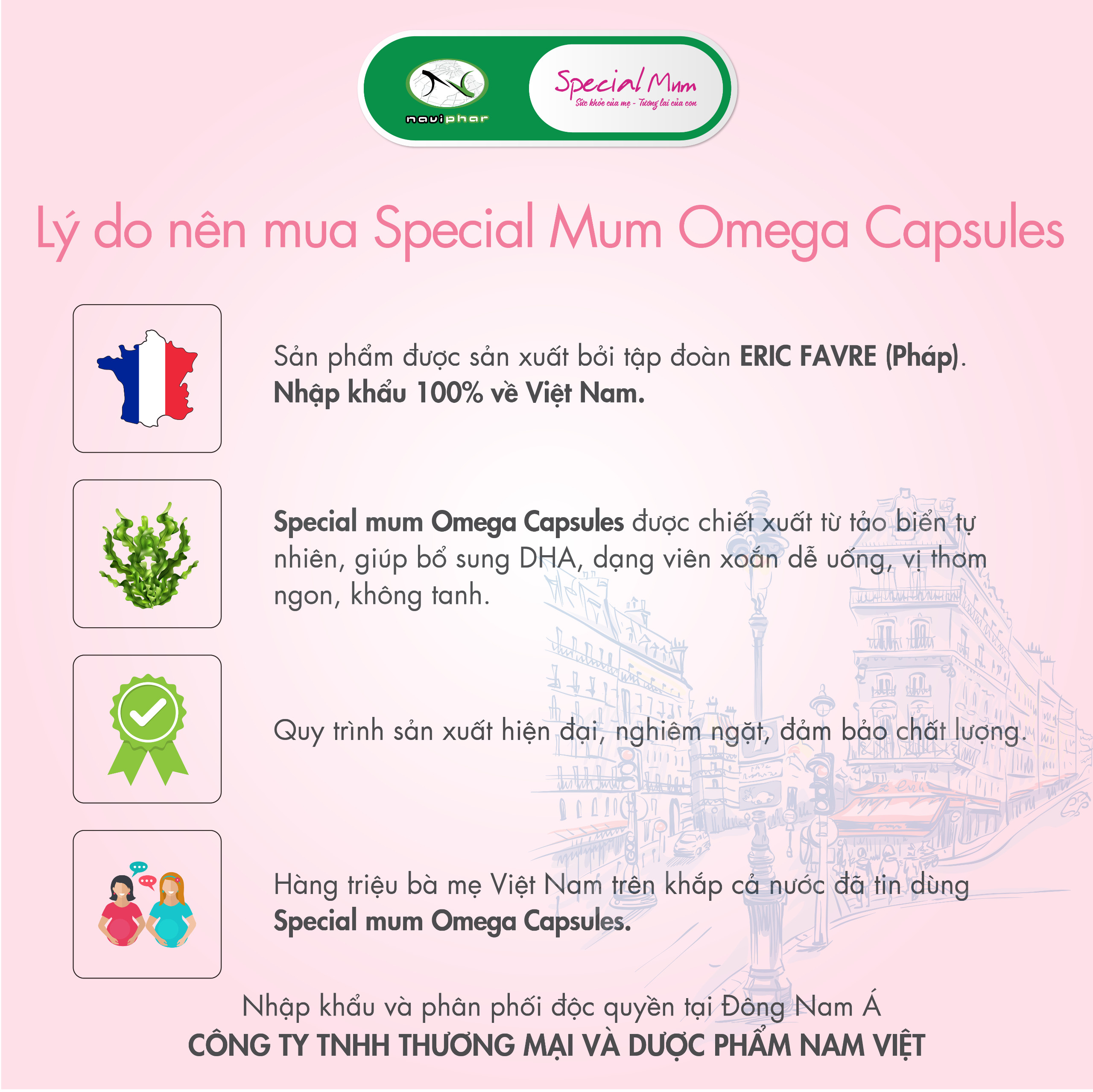 [Hộp 30/60 viên] TPBVSK Special Mum Omega Capsules  - DHA chiết xuất thực vật [Nhập khẩu Pháp]