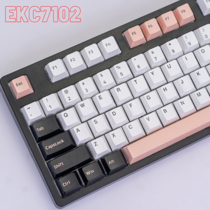 Bộ Keycaps E-Dra White Olivia PBT Doubleshot 1.5mm - Cherry Profile - 166 nút tương thích mọi Layout (Hồng-Trắng) EKC7102