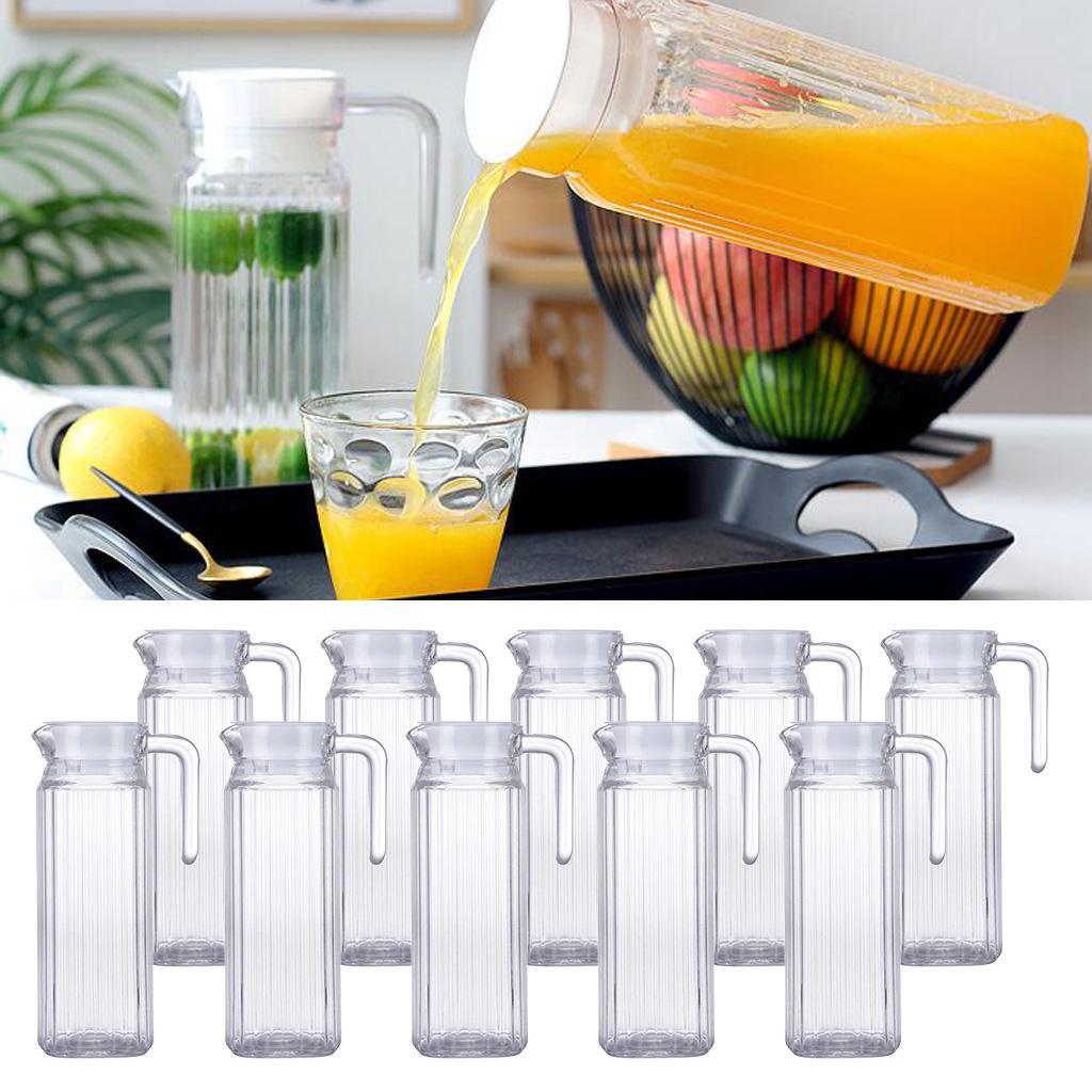 Pack of 10, Acrylic Clear Water Pitcher Juice Coffee Beverage Jars for Bar